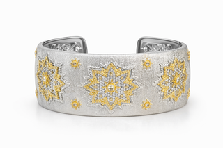 Italian Silver Cuff Bracelet with Gold Details – Elegant Girl Italian Collection