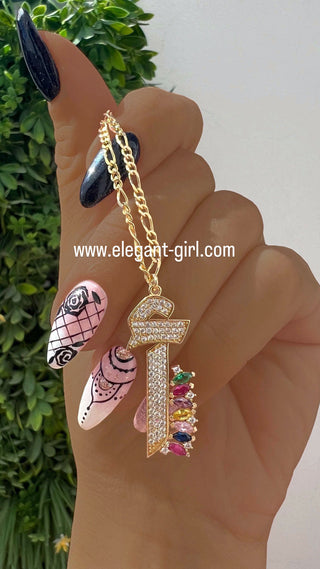 SPECIAL ARABIC LETTERS RAINBOW MARQUISE NECKLACE