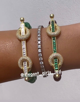 THE POWER GREEN STONES BAGUETTE BRACELET