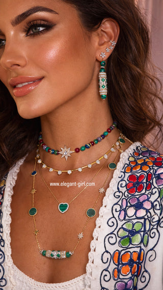 IMPERIAL MALACHITE LAPIS STARS NECKLACE - ELEGANT GIRLS