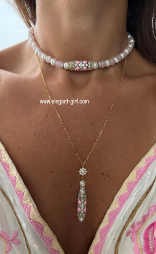 IMPERIAL WHITE PEARLS PINK CHOKER - ELEGANT GIRLS