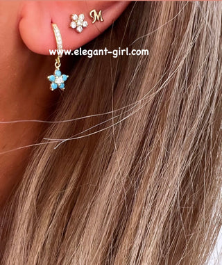 FLOWER TURQUOISE EARRING HOOP