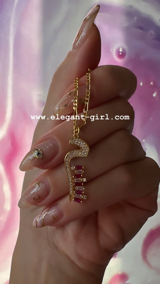 SPECIAL ARABIC LETTERS RUBY BAGUETTE NECKLACE