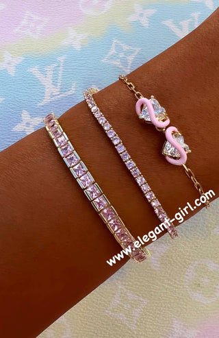 PINK PRINCESS CUT TENNIS BRACELET