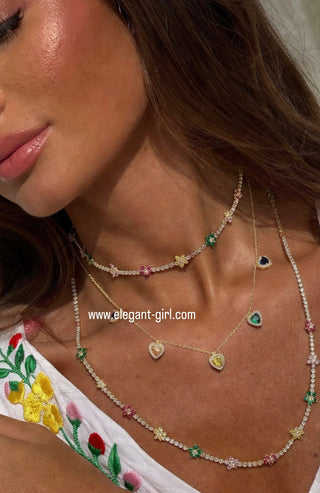 Rainbow Heart Drop Necklace - ELEGANT GIRLS
