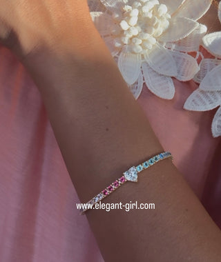 RAINBOW TENNIS HEART BRACELET