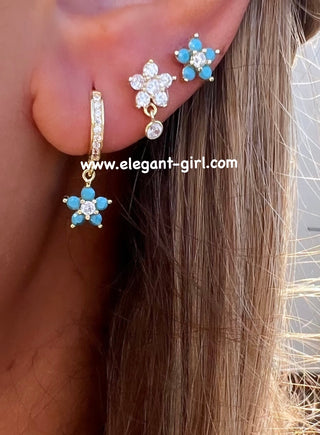 FLOWER TURQUOISE EARRING HOOP