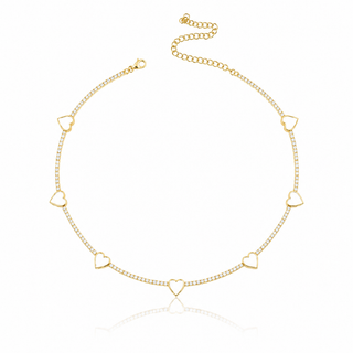WHITE TENNIS HEART CHOKER - ELEGANT GIRLS