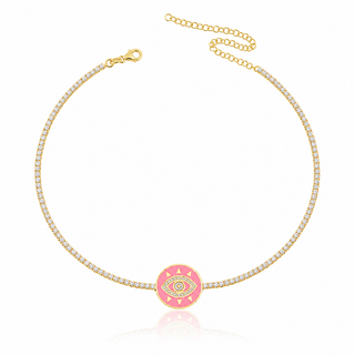 PINK ROUND EYE CHOKER - ELEGANT GIRLS