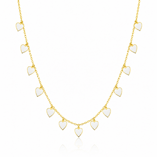 WHITE DANGLING HEART CHOKER - ELEGANT GIRLS
