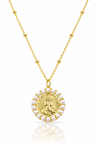 PEARLS COIN NECKLACE - ELEGANT GIRLS