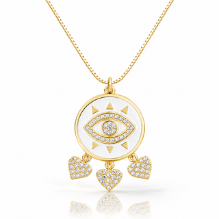 WHITE DANGLE EYE NECKLACE - ELEGANT GIRLS