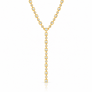 Y SHAPE LONG BAGUETTE SQUARE NECKLACE - ELEGANT GIRLS
