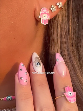 BARBIE PINK HAMSA HAND RING