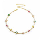 RAINBOW FLOWERS GOLD CHOKER