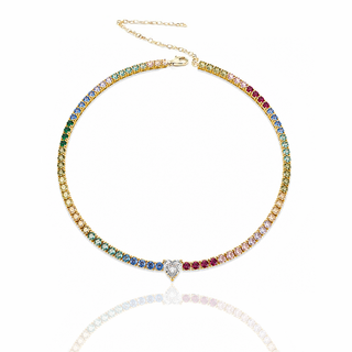 RAINBOW TENNIS HEART CHOKER - ELEGANT GIRLS