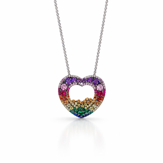 Amora Rainbow Heart Necklace - ELEGANT GIRLS