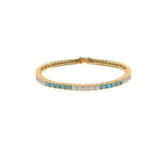 TURQUOISE X WHITE GOLD TENNIS BRACELET