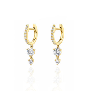 Duo Sparkle Solitaire Hoop Earring - ELEGANT GIRLS