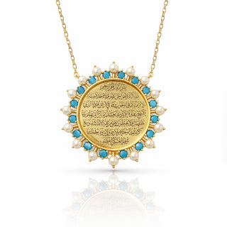 Ayat Al Kursi Turquoise Pearl Necklace