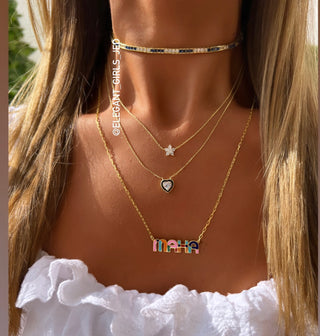 RAINBOW MIX ENAMEL NAME NECKLACE