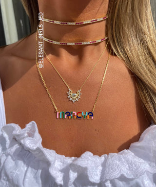 RAINBOW MIX ENAMEL NAME NECKLACE