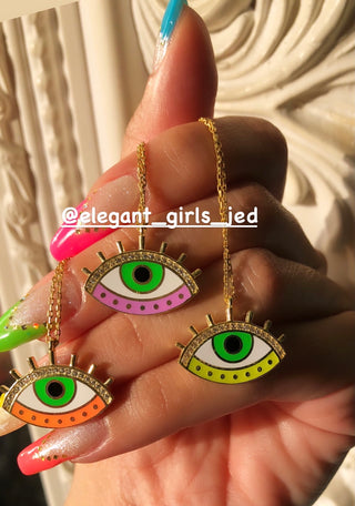 All the eyes on u neon orange necklace