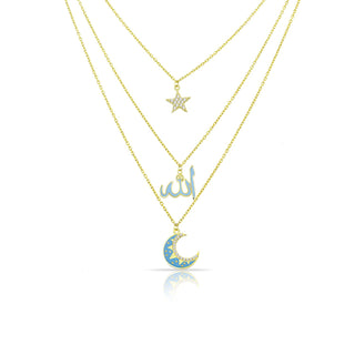 LAYERS STAR ALLAH MOON NECKLACE BLUE