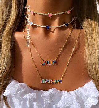 RAINBOW MIX ENAMEL NAME NECKLACE