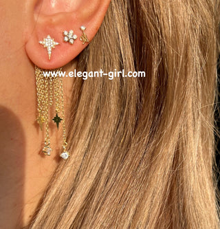 STARS STUD LONG CHARMS EARRING