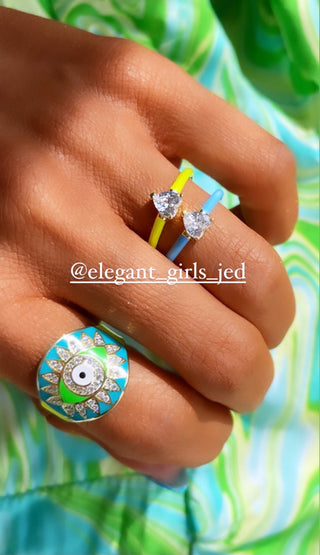 NEON BLUE WITH HEART SOLITAIRE RING