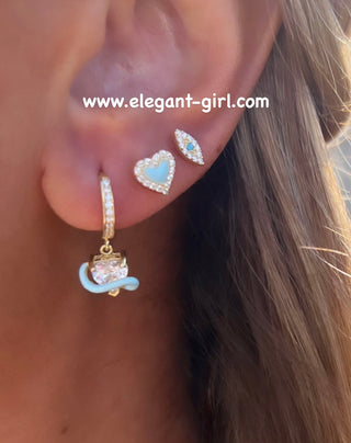 MINI BLUE HEART STUD EARRING