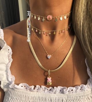 PINK DANGLING ALLAH CHOKER