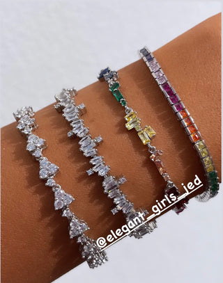 FIRE BAGUETTE MIX DIAMONDS SILVER BRACELET