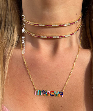 RAINBOW MIX ENAMEL NAME NECKLACE