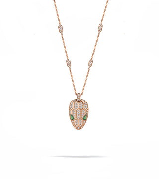 FULL DIAMOND ROSE SERPENTI HEAD NECKLACE