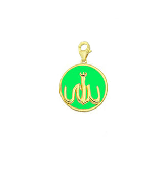 NEON GREEN ALLAH ROUND CHARM