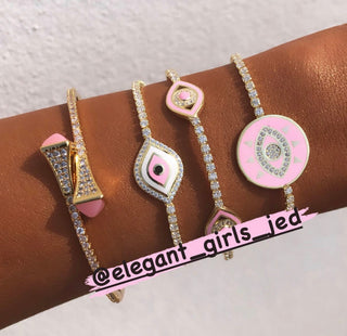 ROUND ENAMEL PINK EYE BRACELET