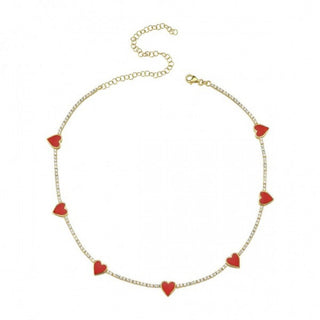 RED HEART TENNIS CHOKER - ELEGANT GIRLS