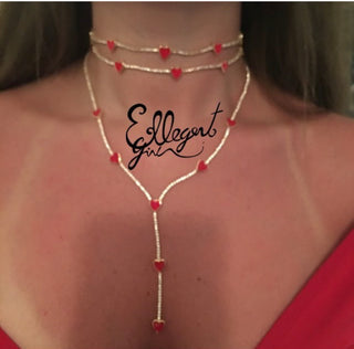 RED HEART TENNIS CHOKER - ELEGANT GIRLS