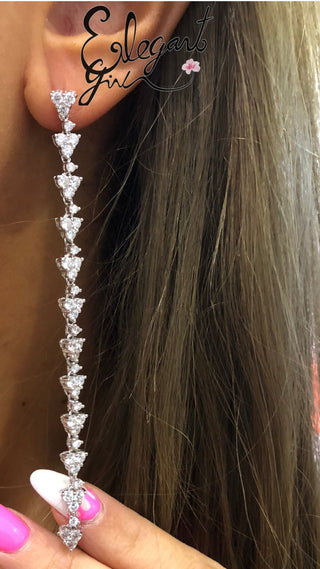 TRI STONES LONG EARRING