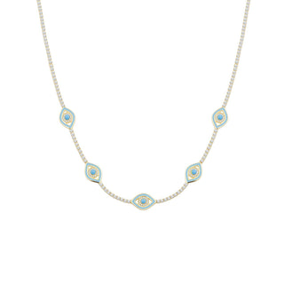 BIG EYES TENNIS CHOKER BLUE - ELEGANT GIRLS