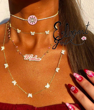 PINK ROUND EYE CHOKER - ELEGANT GIRLS