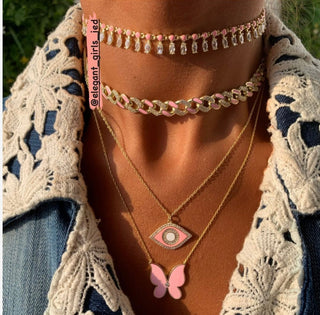 CUBAN PINK ENAMEL CHOKER - ELEGANT GIRLS