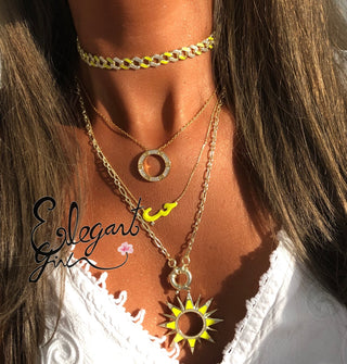 CUBAN YELLOW ENAMEL CHOKER - ELEGANT GIRLS