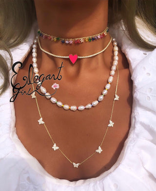 HOT PINK ONE HEART TENNIS CHOKER - ELEGANT GIRLS