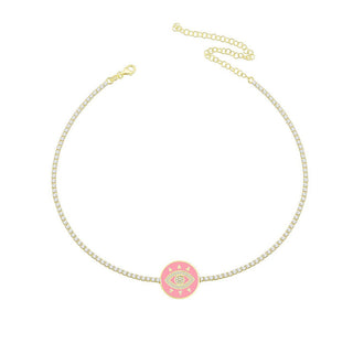 PINK ROUND EYE CHOKER - ELEGANT GIRLS