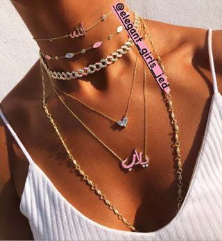 PINK X WHITE EYES CHOKER - ELEGANT GIRLS