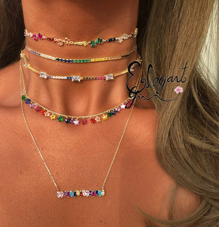 RAINBOW FIRE BAGUETTE CHOKER