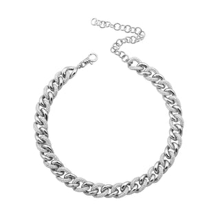 SILVER FULL CUBAN DIAMOND CHOKER - ELEGANT GIRLS